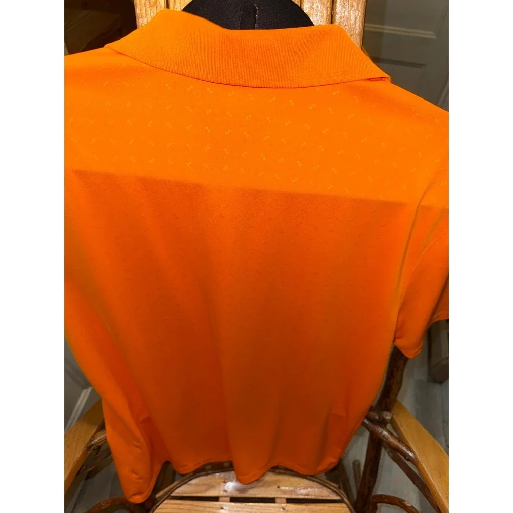 Nike Golf Mens Dri-FIT Standard‎ Fit Orange Jacquard Polo Shirt Size Medium
